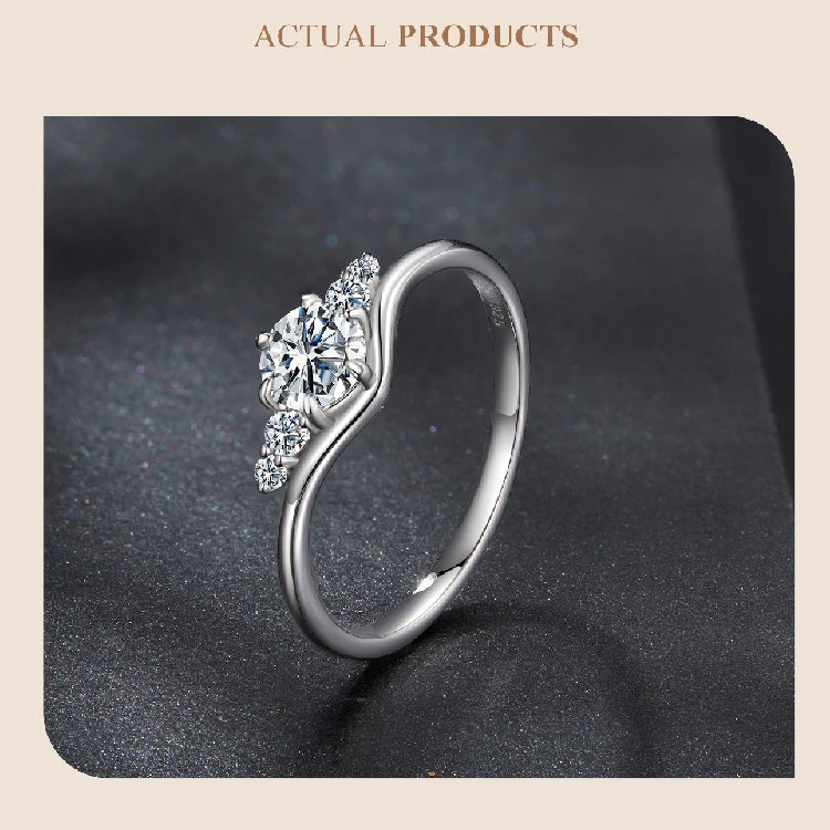 Bamoer Moissanite Ring with Five Graduated Stones”