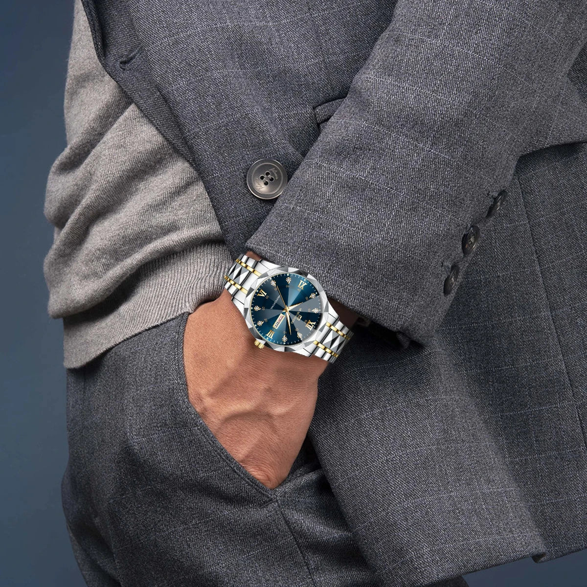 Men's Diamond Stainless Steel Watch