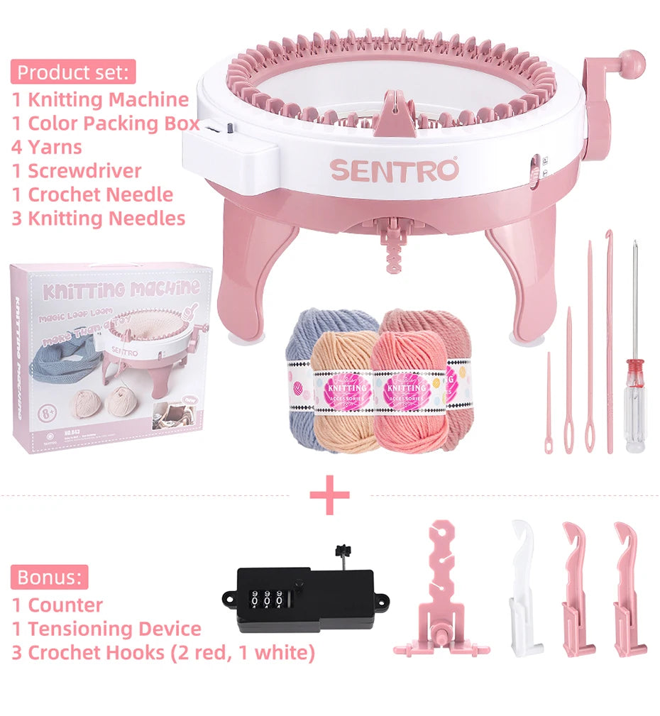 SENTRO 48-Needle Smart Knitting Machine Kit – Flat & Double Weave