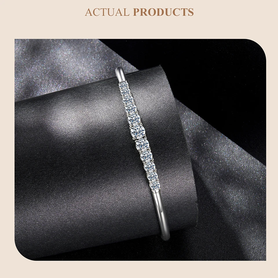 3.6CTTW Moissanite Sterling Silver Bar Bracelet”
