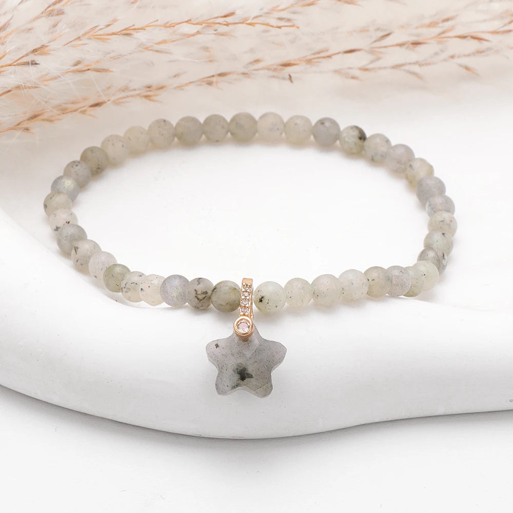 4mm Labradorite & Stone Beads Bracelet”