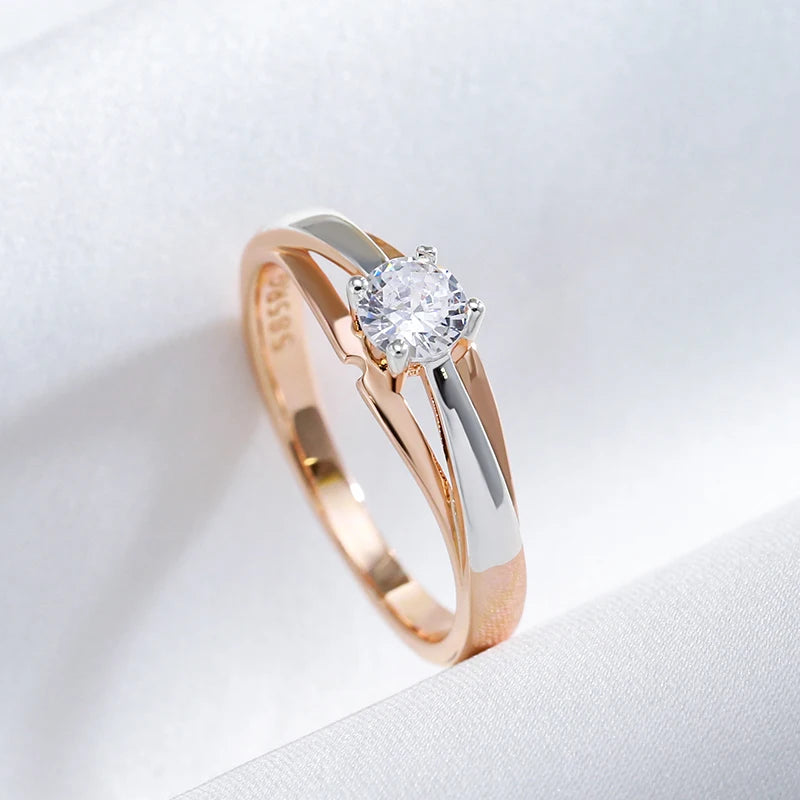 “Kinel Rose Gold Slim Zircon Wedding Ring”