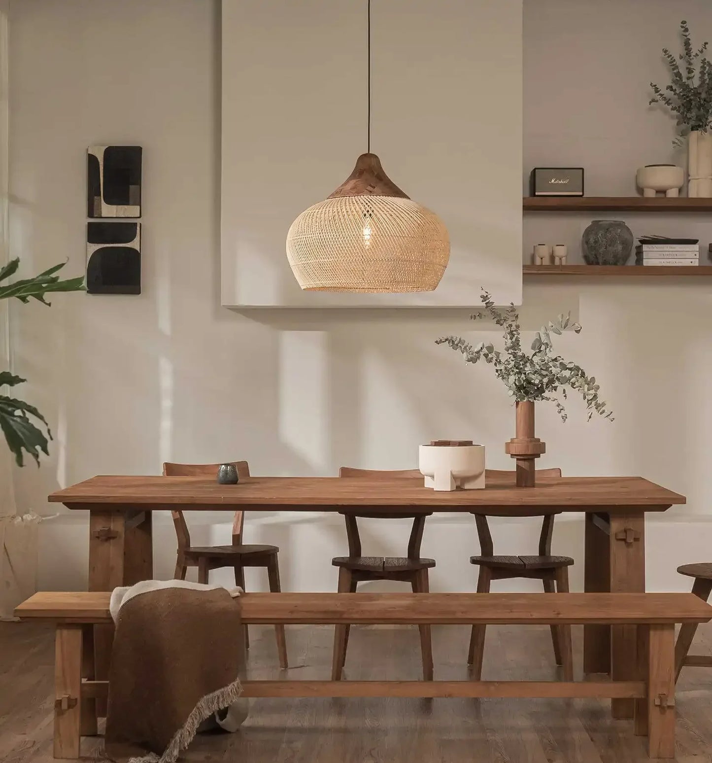 "Wabi-Sabi Rattan Pendant Light"