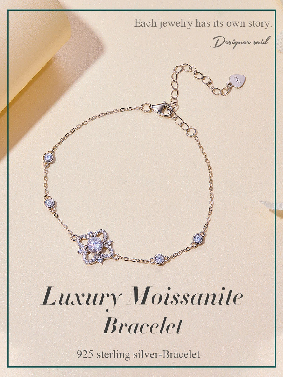 “0.5CT Moissanite Sterling Silver Bracelet for