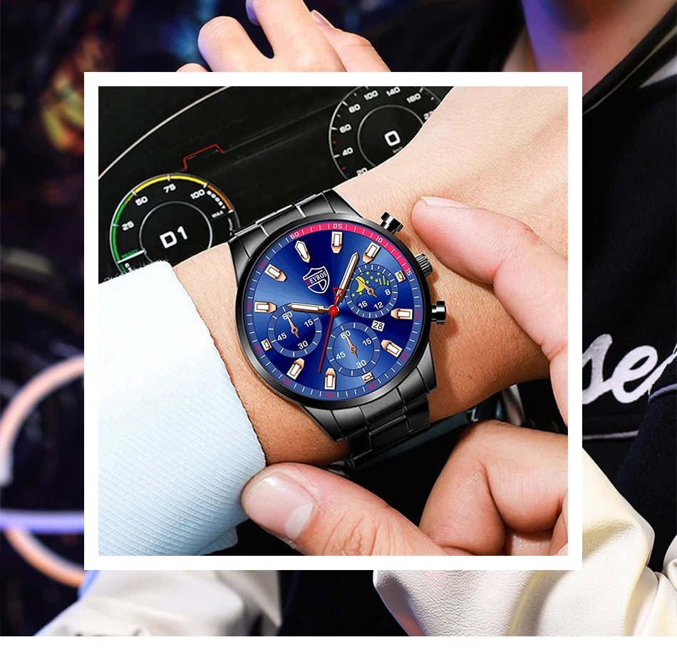 Fashion Mens Stainless Steel Watches Luxury Men Sports