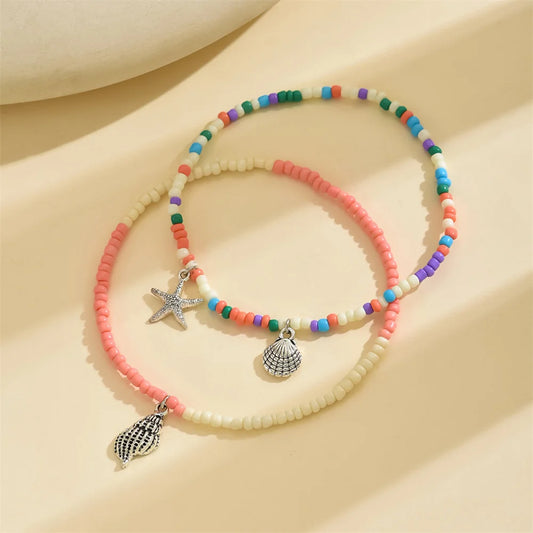 “Rainbow Beads Beach Anklets for Women”