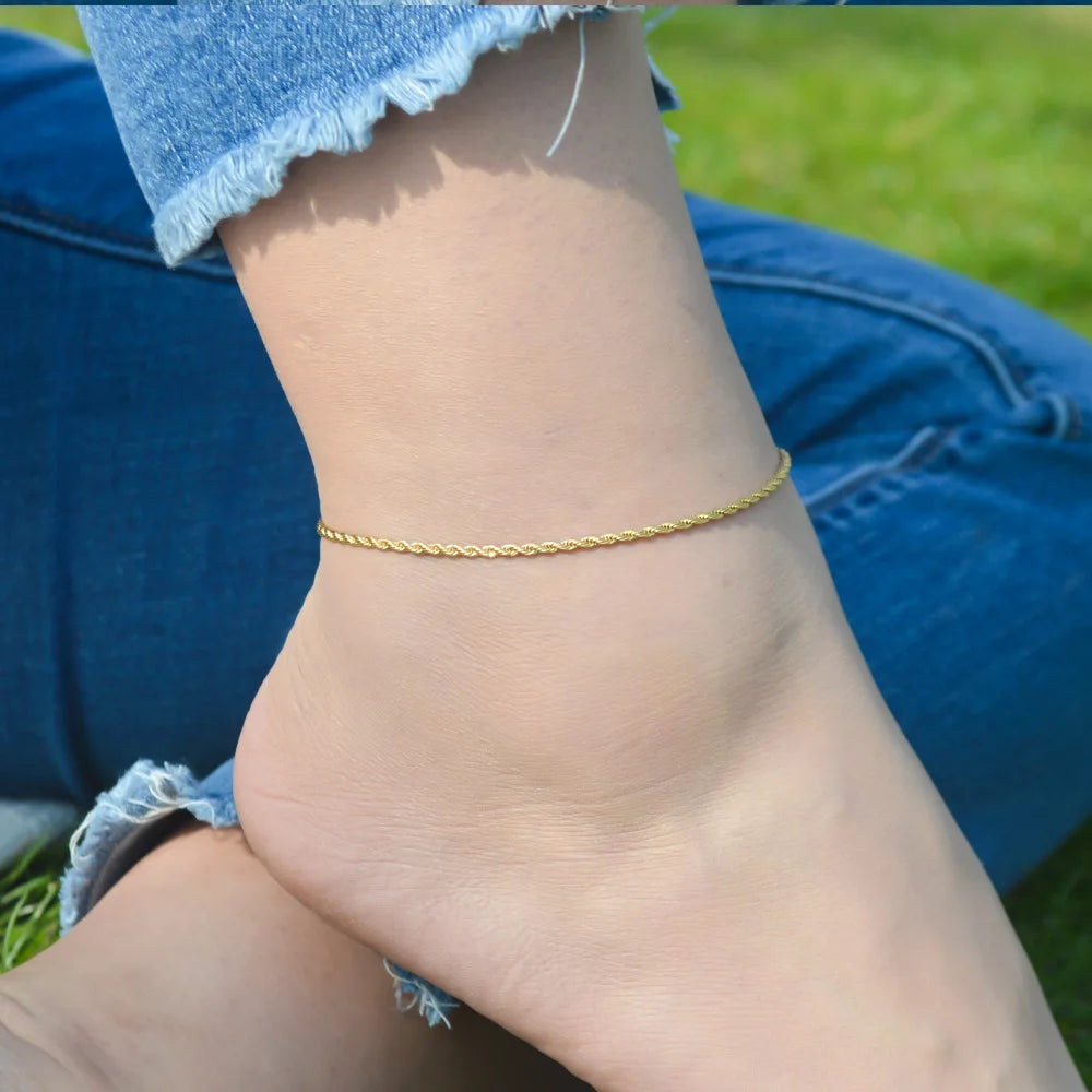 2024 Gold Stainless Steel Layered Anklet for Women