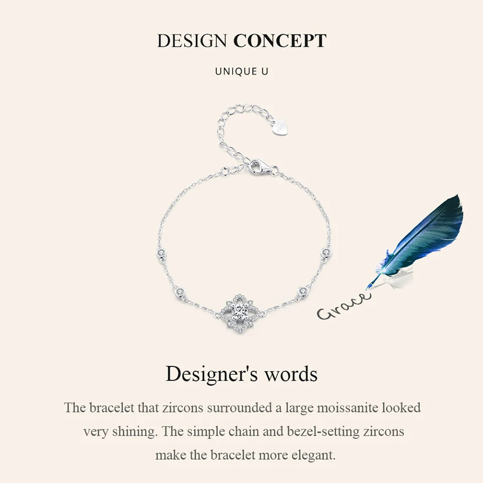 “0.5CT Moissanite Sterling Silver Bracelet for