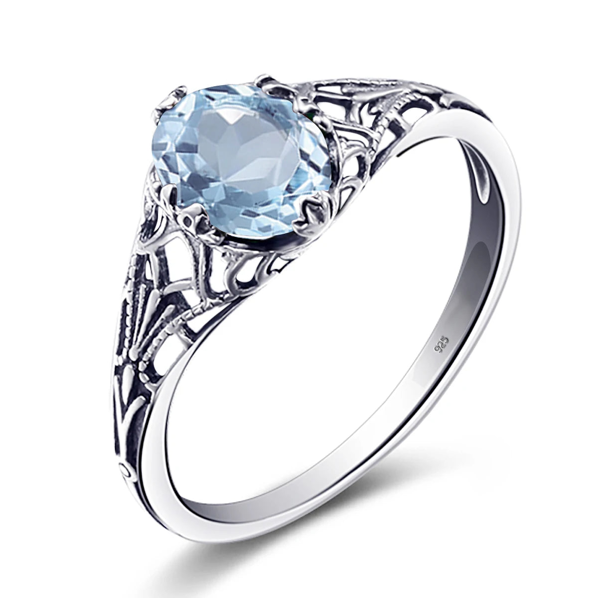 Real 925 Sterling Silver Oval Red Garnet Ring