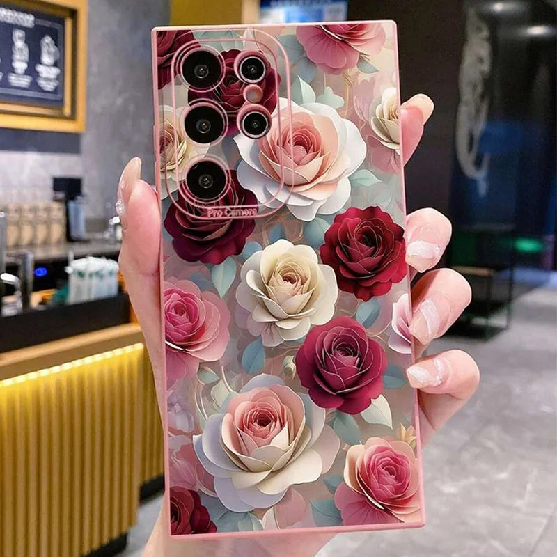 Luxury Rose Floral Shockproof Cover – Samsung