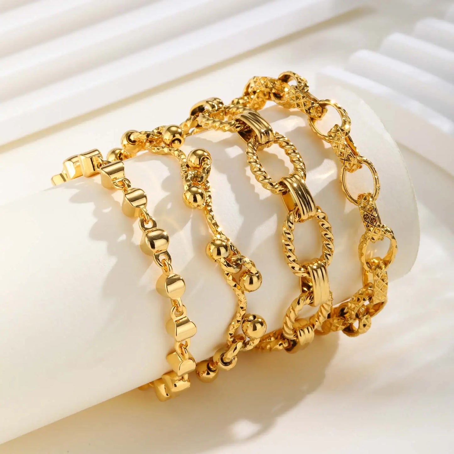 18K Gold-Plated Chunky Stainless Steel Bracelet