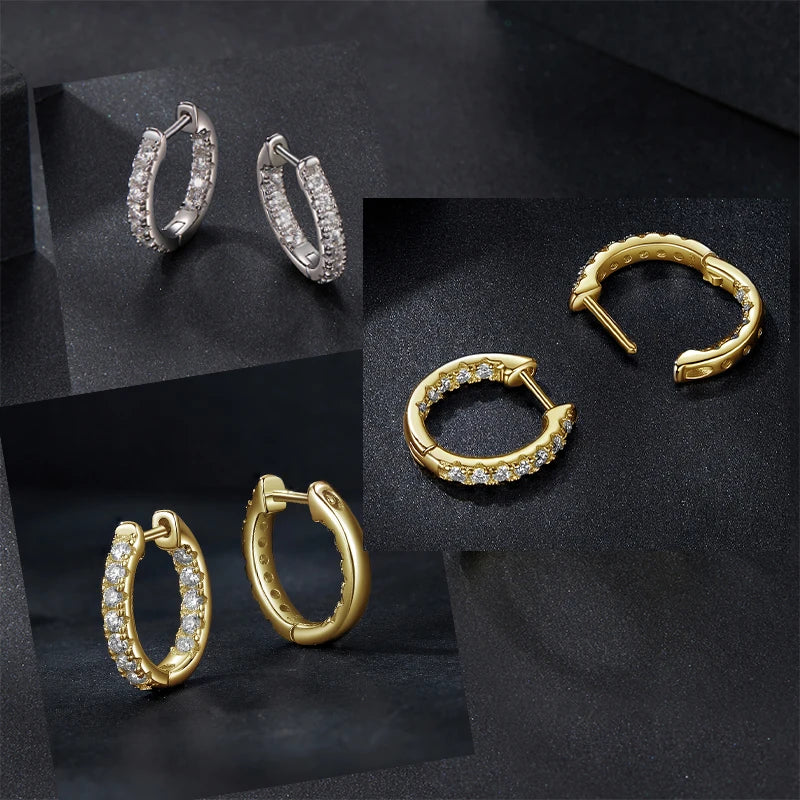 “925 Silver Gold Moissanite Hoop Earrings