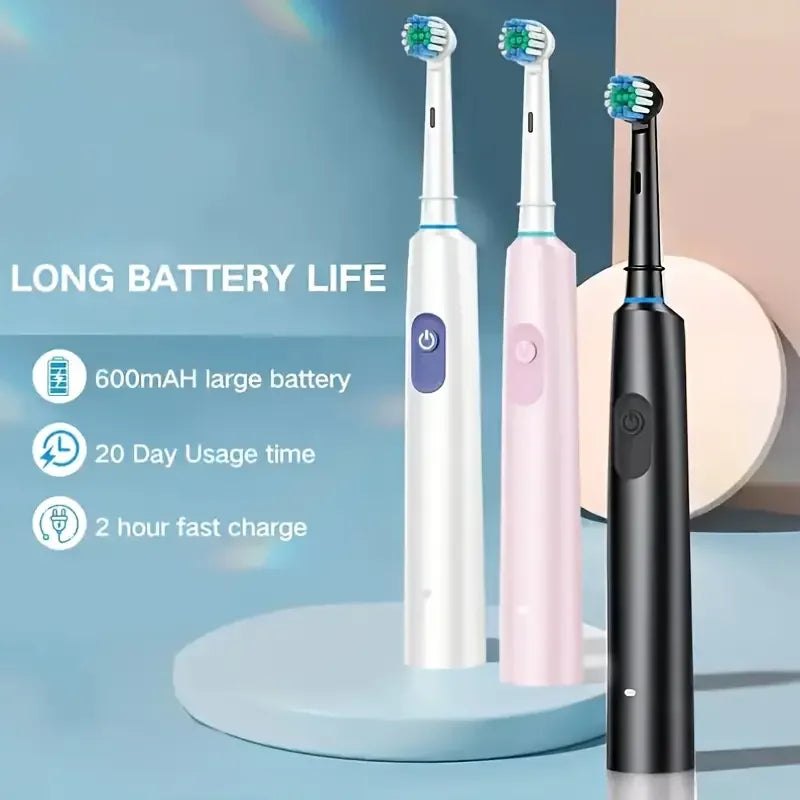Rechargeable Rotary Electric Toothbrush – Adult with 8 Brush Heads