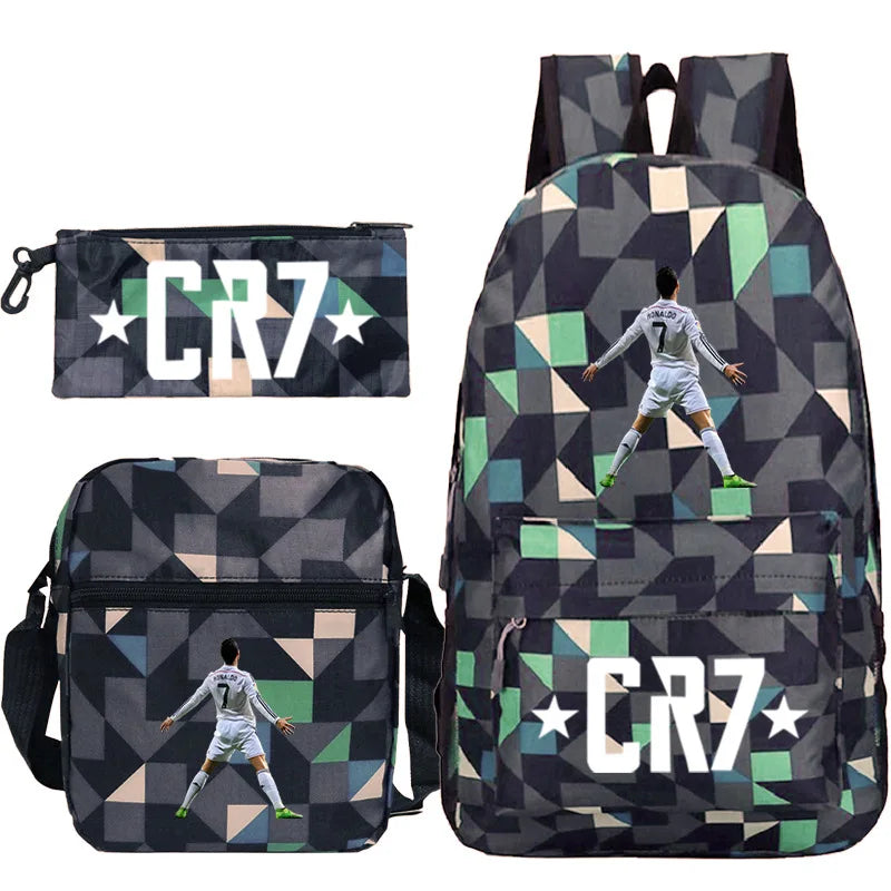 3pcs CR7 Lightweight School & Travel Backpacks Set