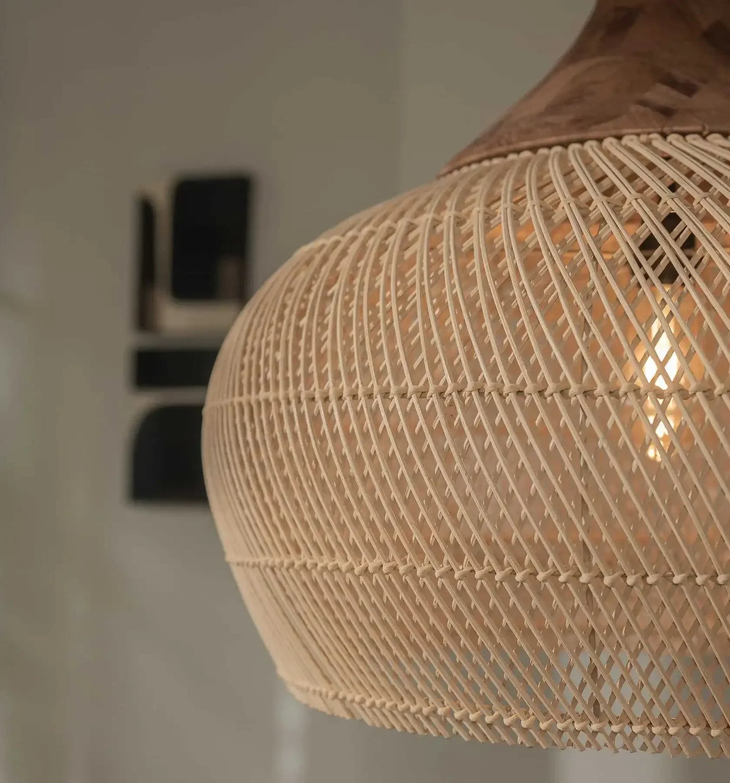 "Wabi-Sabi Rattan Pendant Light"