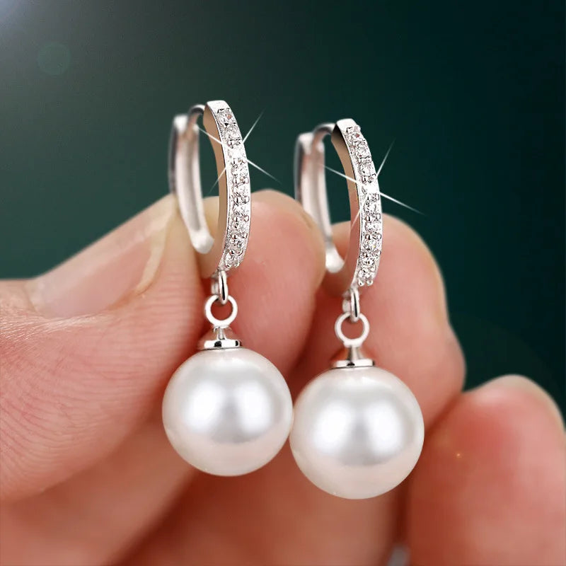 Classic 925 Sterling Silver Pearl Earrings