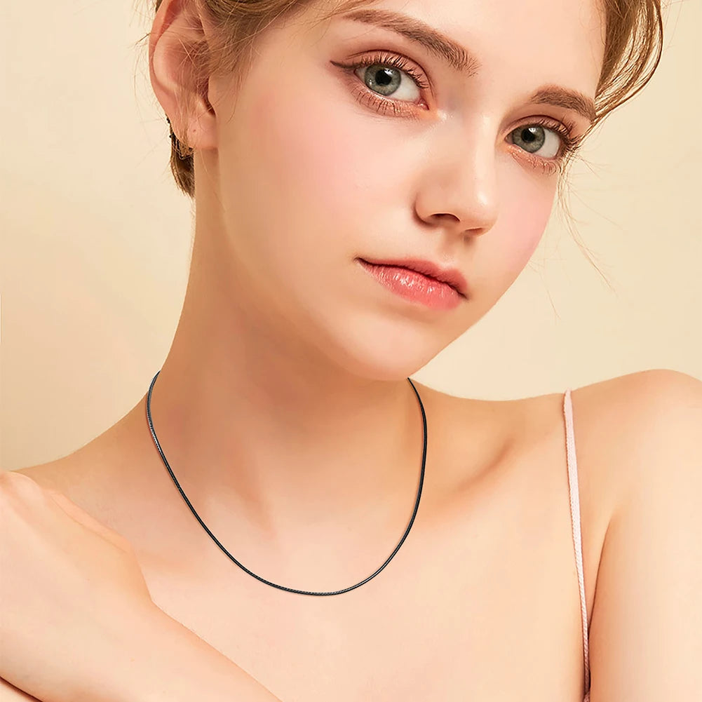 KISS MANDY 925 Silver Italian Leather Cord Necklace