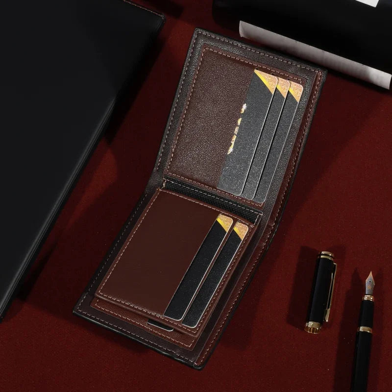 Luxury Synthetic Leather Short Wallet with Card Slots