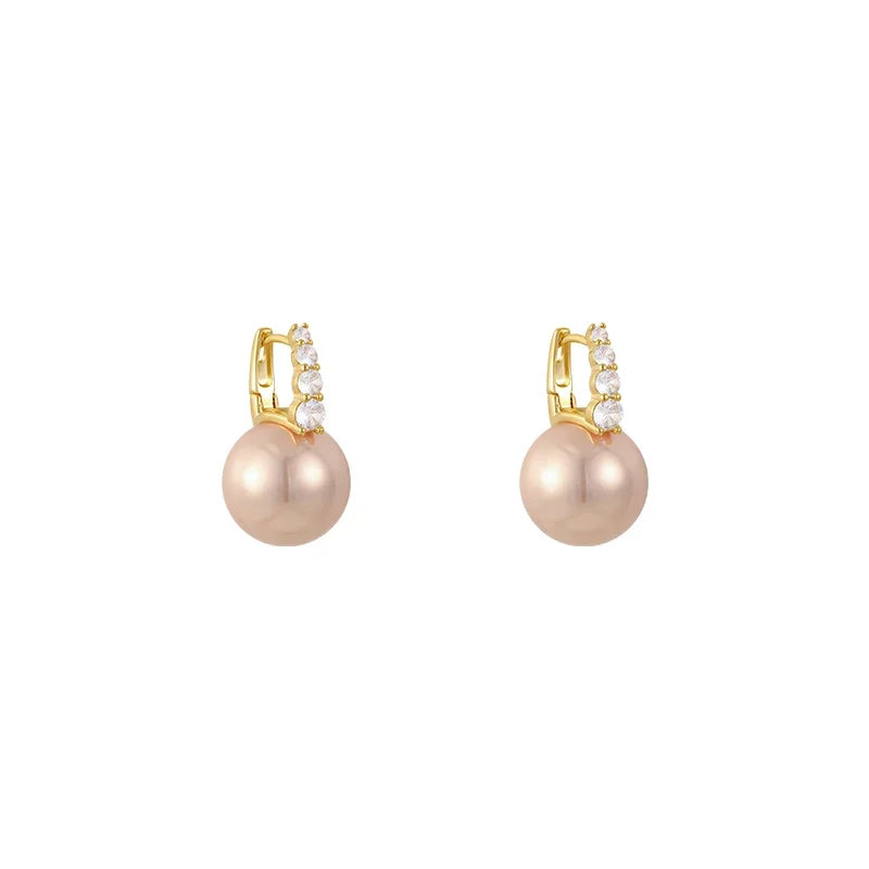 “Elegant Pink Pearl Dangle Earrings”