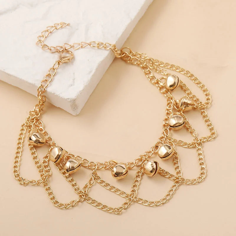 Boho Beach Anklet with Bells & Tassels