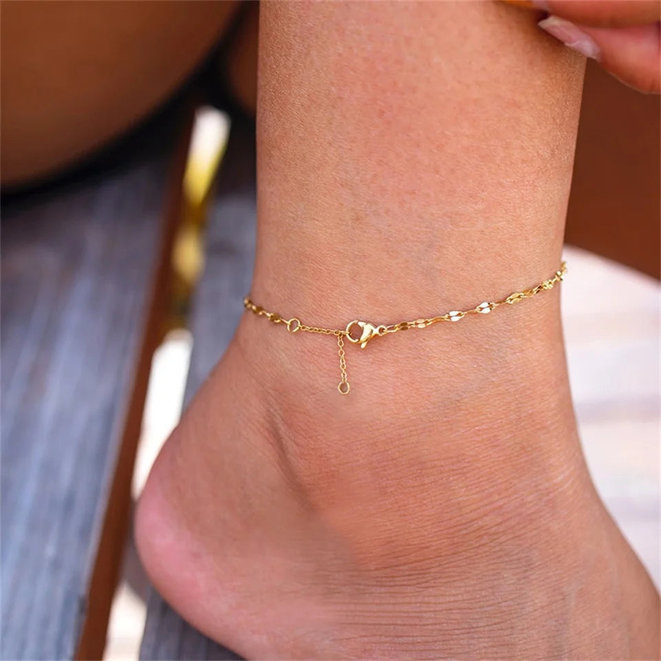 eManco Gold Plated Adjustable Lace Chain Anklet
