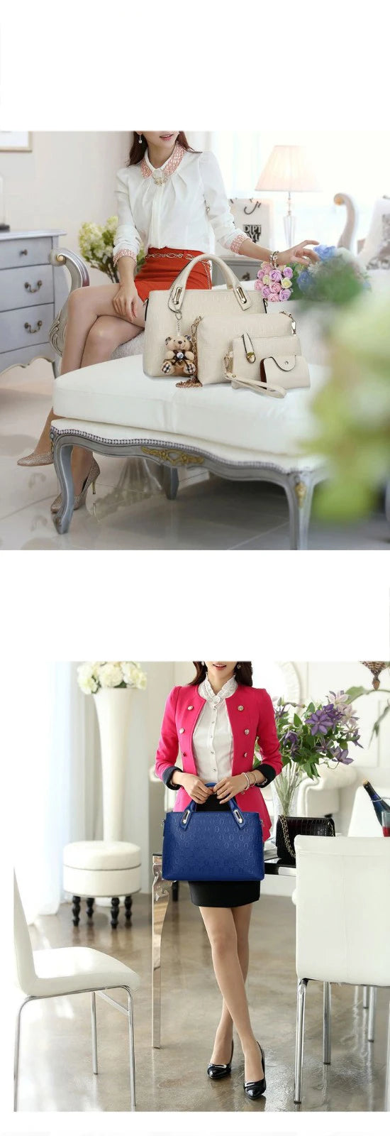 4pcs Geometric Pattern Tote & Crossbody Set