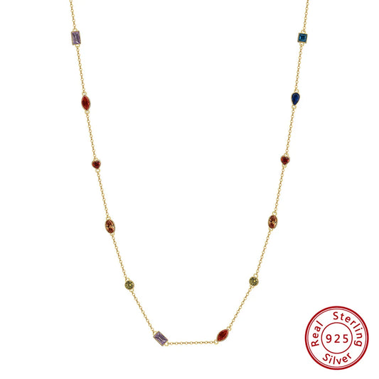 925 Silver Multi-Color Zirconia Necklace