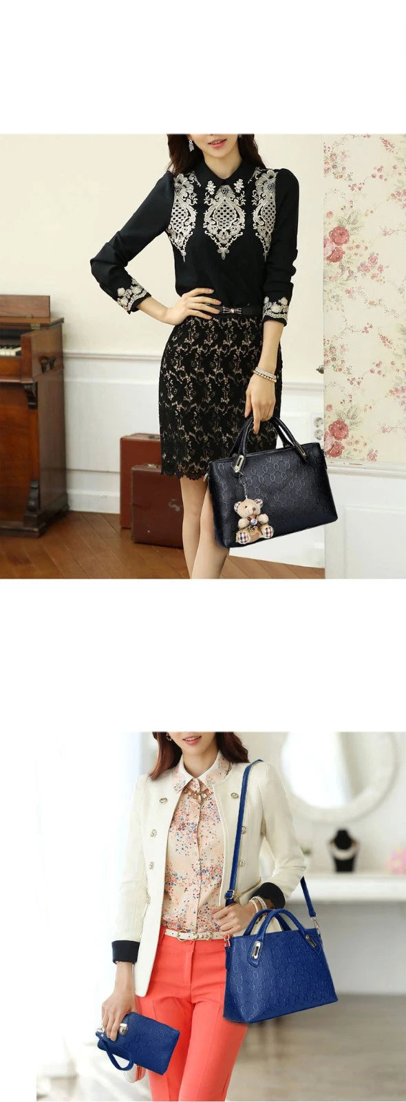 4pcs Geometric Pattern Tote & Crossbody Set