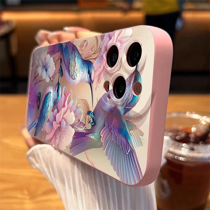 Flower Floral Bird Matte Shockproof Cover – iPhone