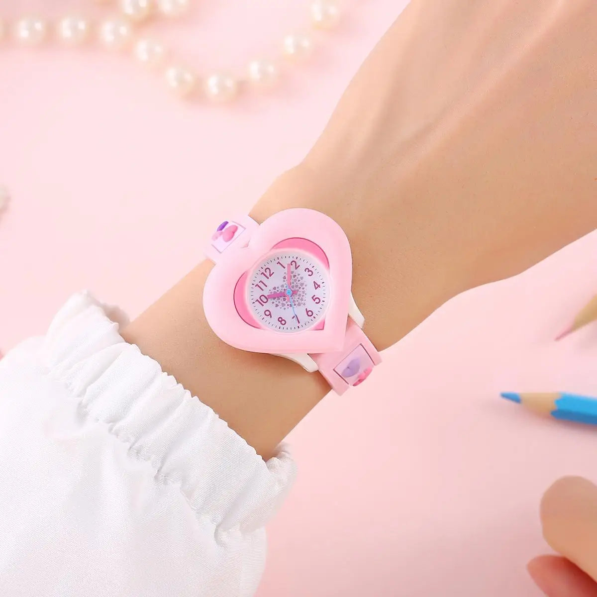 Heart-Shaped Kids Cartoon Watch