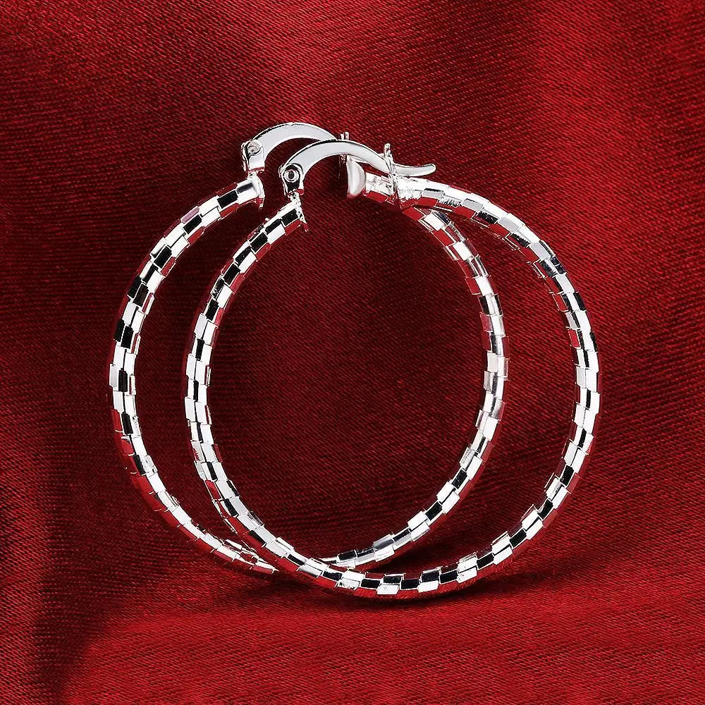 925 Sterling Silver Round Hoop Earrings