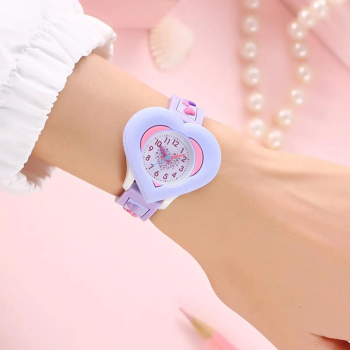 Heart-Shaped Kids Cartoon Watch