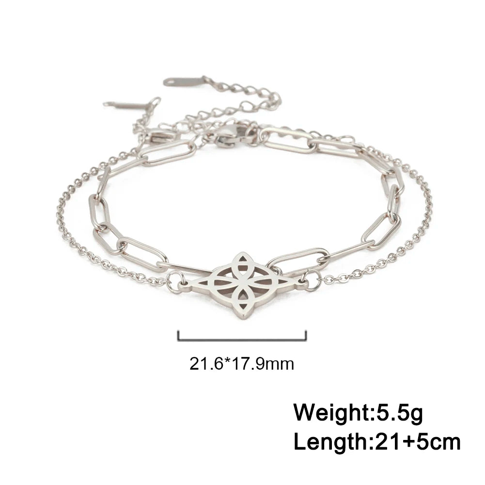 Lucktune Witch Knot Anklet, Silver Stainless Steel