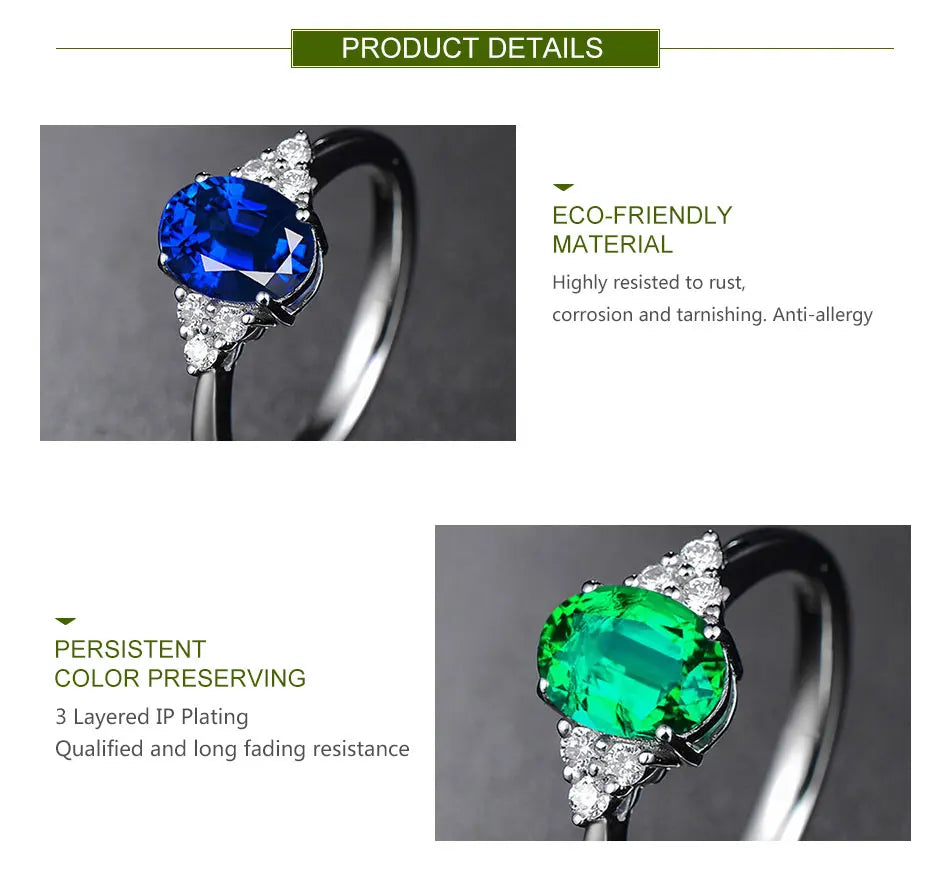 ZDADAN 925 Silver Sapphire Ring