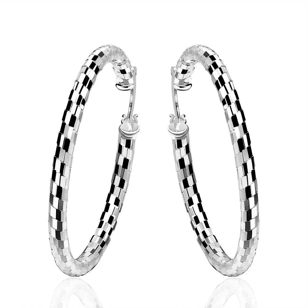925 Sterling Silver Round Hoop Earrings