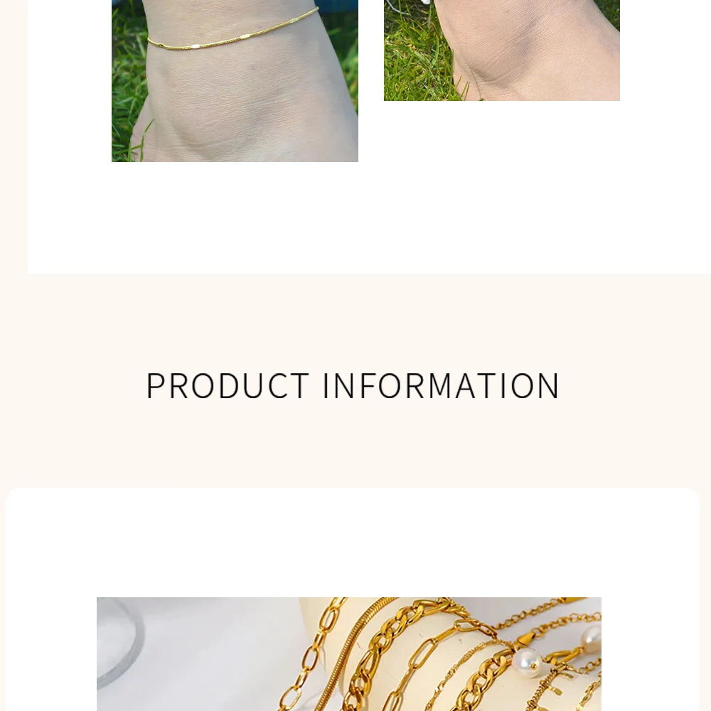 2024 Gold Stainless Steel Layered Anklet for Women