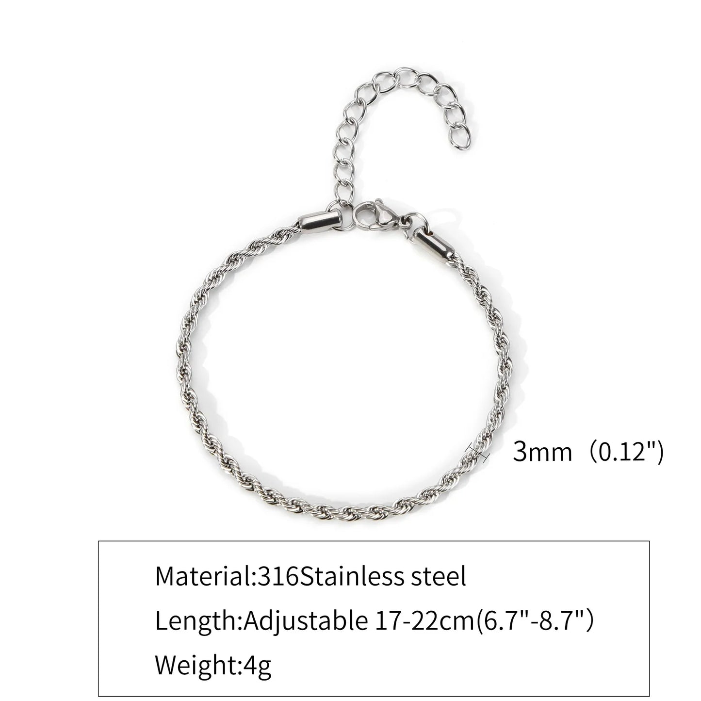 Silver Twist Chain Bracelet Men