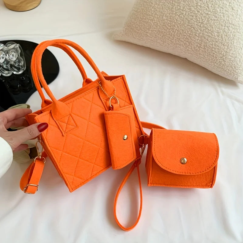 Stylish Solid Color Crossbody & Shoulder Bag Set