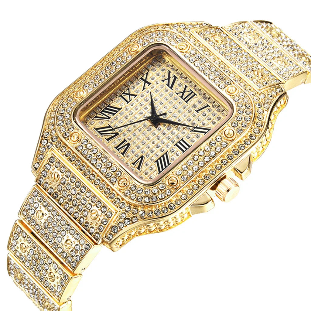 Luxury Gold Diamond Unisex Watch