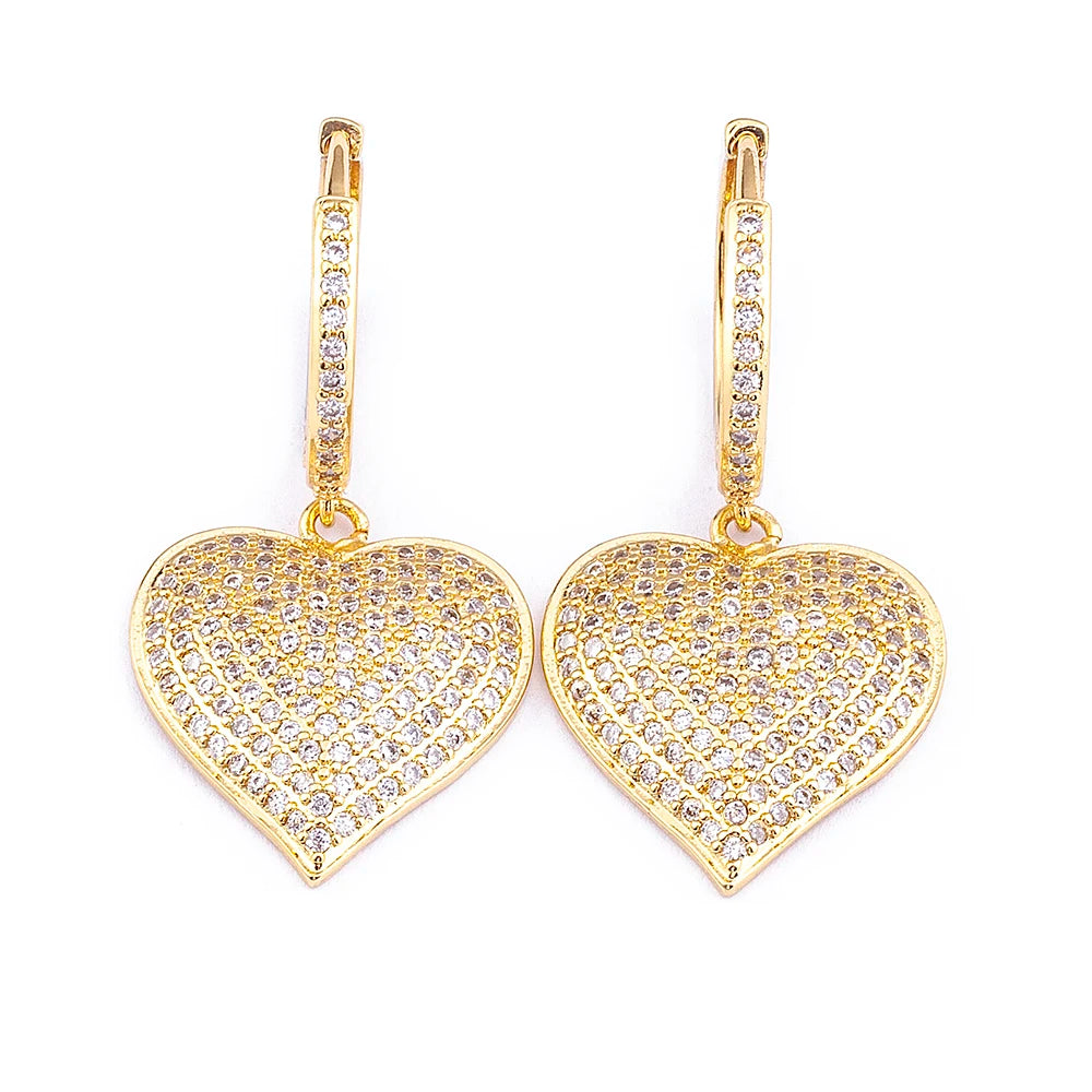 "Gold Heart Drop Earrings – Cubic Zirconia Jewelry Gift