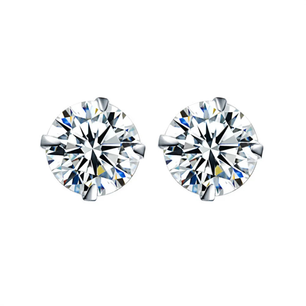 Men’s Zircon Silver Stud Earrings