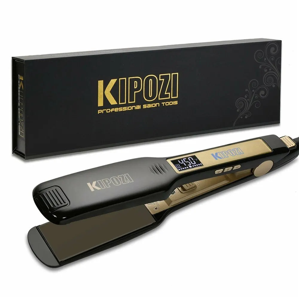 KIPOZI Professional Titanium Flat Iron – LCD Hair Straightener