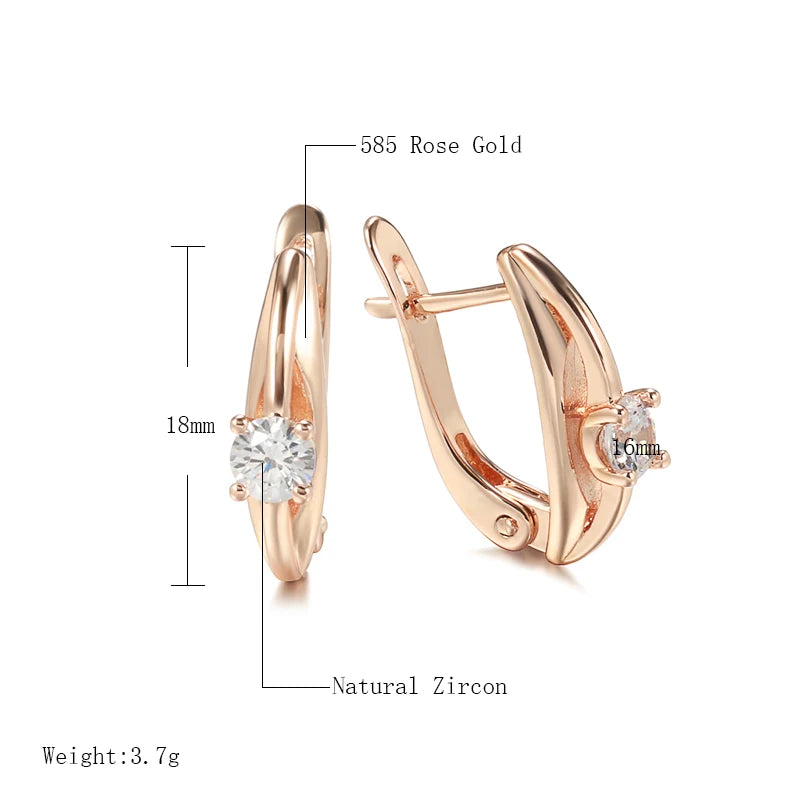 “585 Rose Gold White Zircon Drop Earrings”