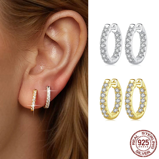 “925 Silver Gold Moissanite Hoop Earrings