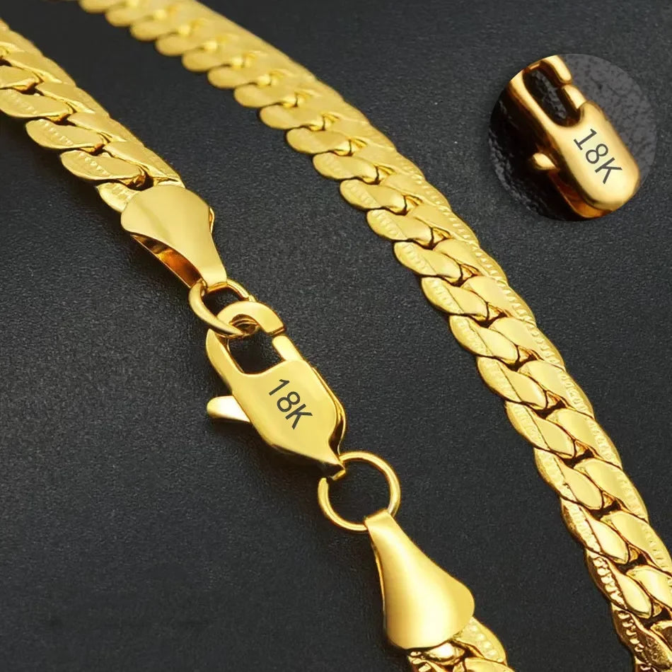 925 Silver 18K Gold Sideways Figaro Chain Necklace