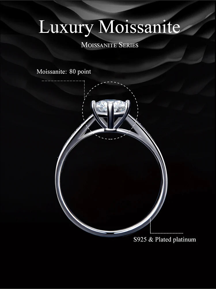 Bamoer Sterling Silver Moissanite Ring with Diamond Accents”