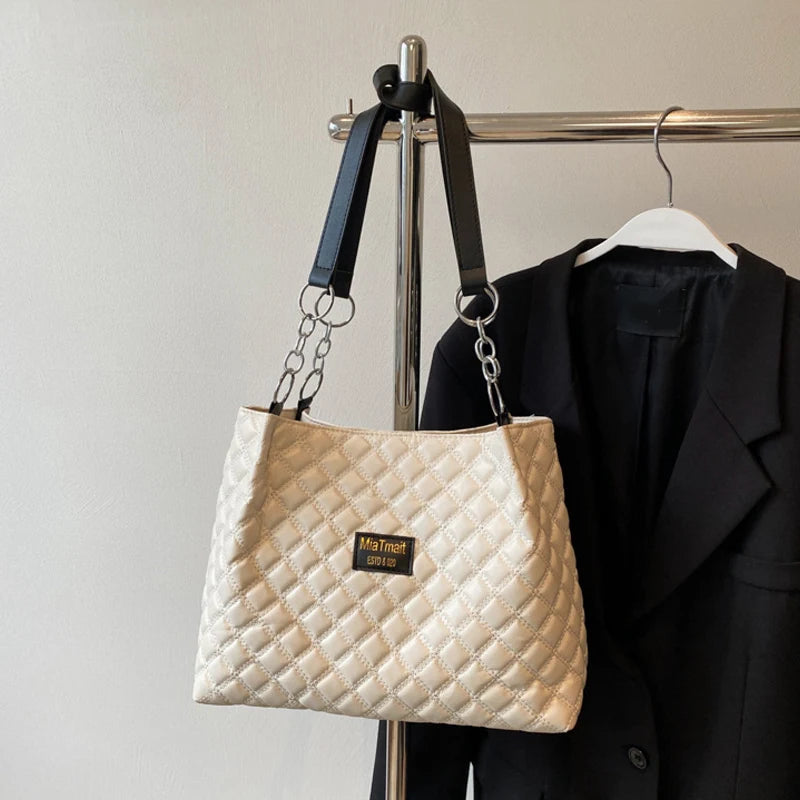 Quilted PU Large Shoulder Bag