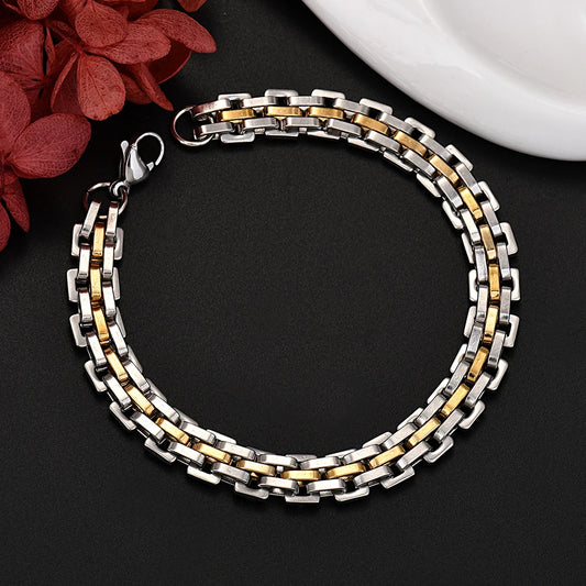 “18K Gold Filled Silver 9MM Chain Bracelet 20CM
