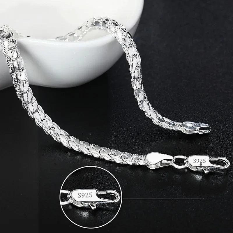 “925 Sterling Silver Solid Chain Bracelet”