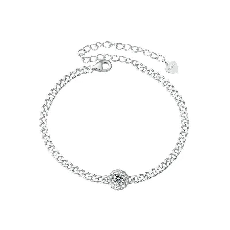 “White Gold Plated Moissanite Sterling Silver Bracelet”
